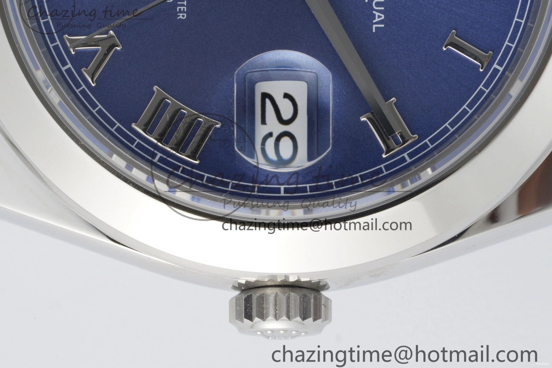MiroTime 0423 Modern DateJust 41 SS Polished Bezel KING 1:1 Best Edition 904L Steel Blue Roman Dial on Oyster Bracelet VR 2212